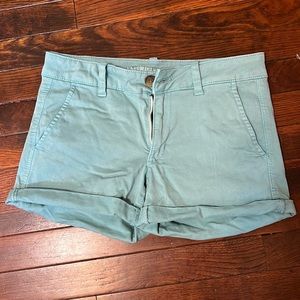 American Eagle Super Stretch Midi Shorts in Teal color